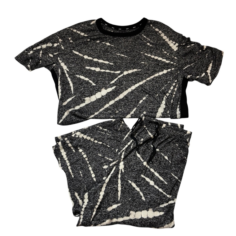DKNY Black and White Cropped Pant Pajama Set